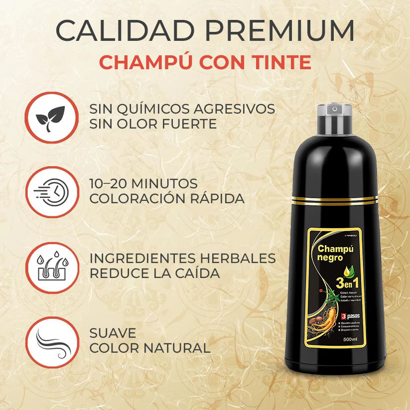 30% OFF 🔥 Champú Negro 3 en 1 – Solución rápida y natural contra las canas.