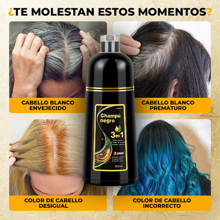 30% OFF 🔥 Champú Negro 3 en 1 – Solución rápida y natural contra las canas.