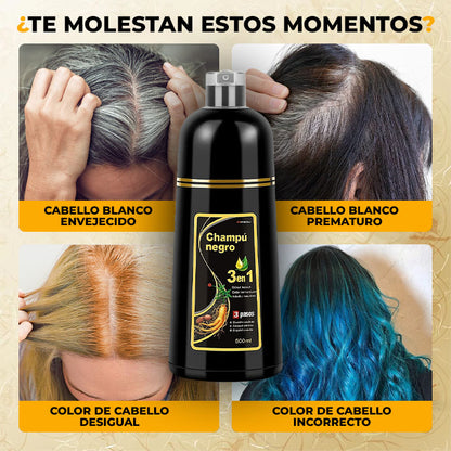 30% OFF 🔥 Champú Negro 3 en 1 – Solución rápida y natural contra las canas.